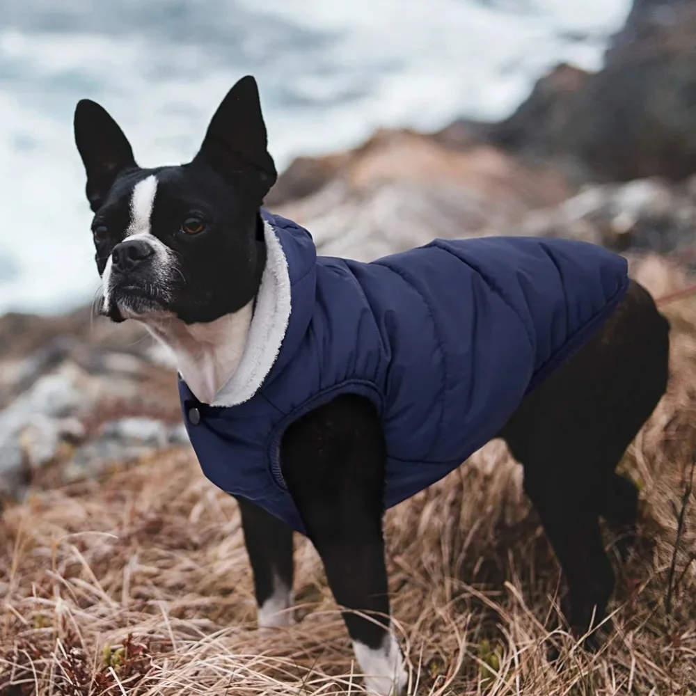 SAWMONG Navy Blue Dog Fleece Jacket with Hood #459 - Picture 9 of 13